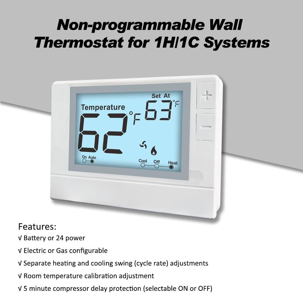 Thermostat for Conventional Systems - Non-Programmable with Touch Control LCD