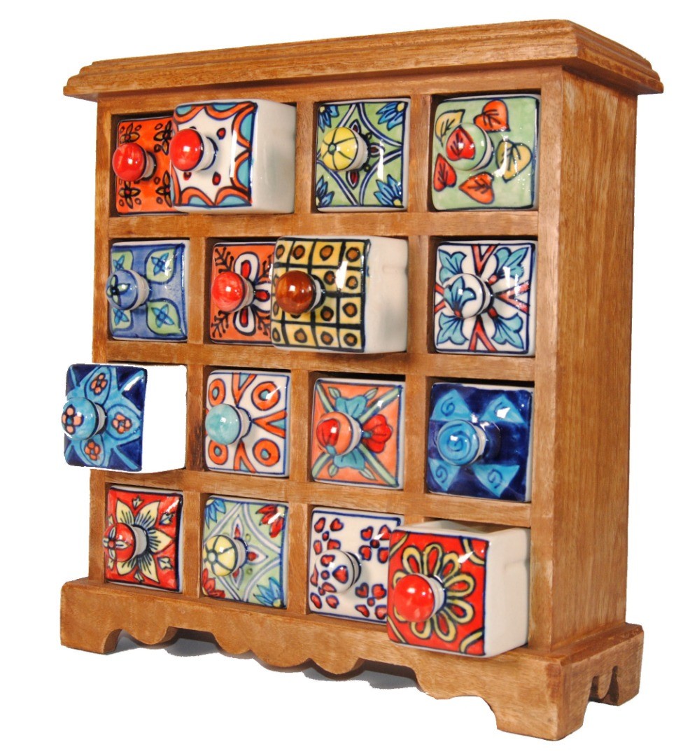 Replacement Hand Painted Ceramic Drawer Od - 95mmx55mm Fair Trade