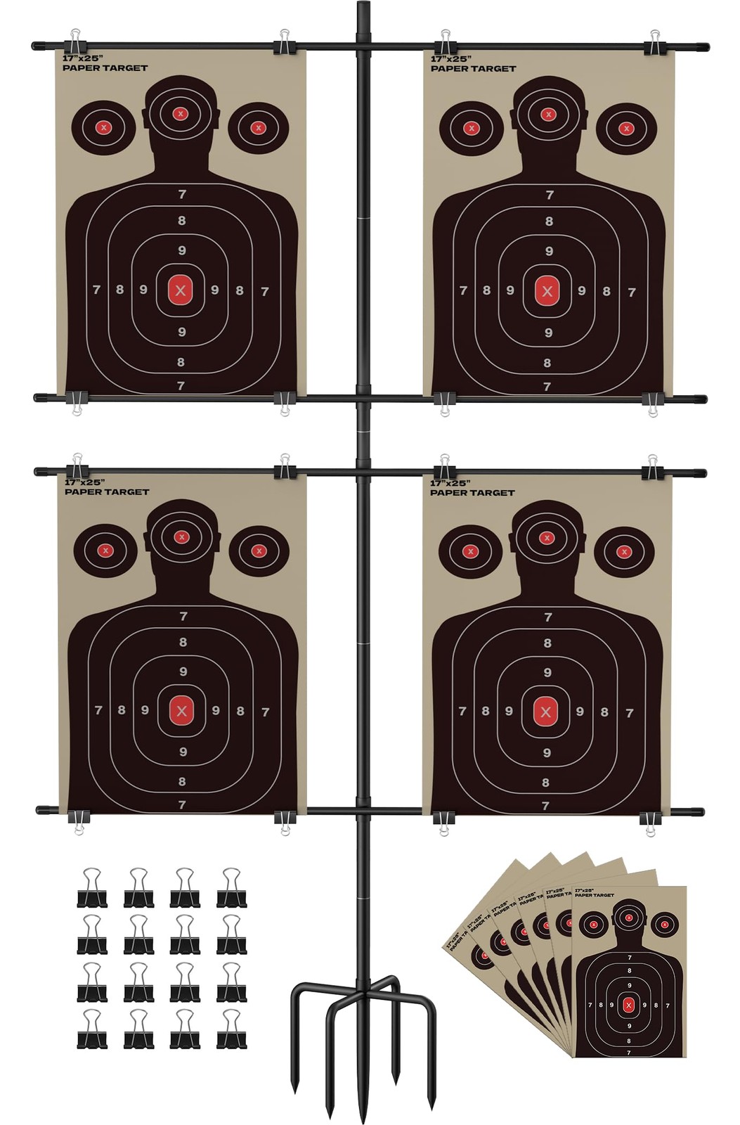 Adjustable 5 Prong Shooting Target Stand Steel Holder With Clips Portable