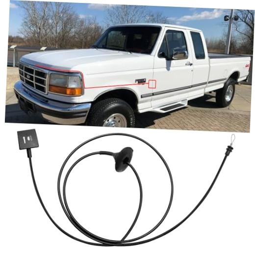 Hood Release Cable & Handle Compatible With 1987-1997 Ford F150 F250 F350