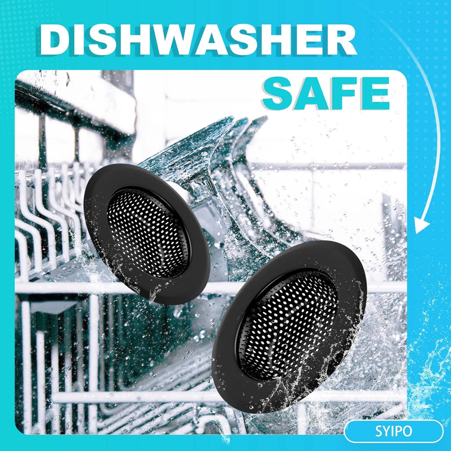 Sink Drain Strainer, 2 PCS Kitchen Strainer - Upgraded Large Wide Black