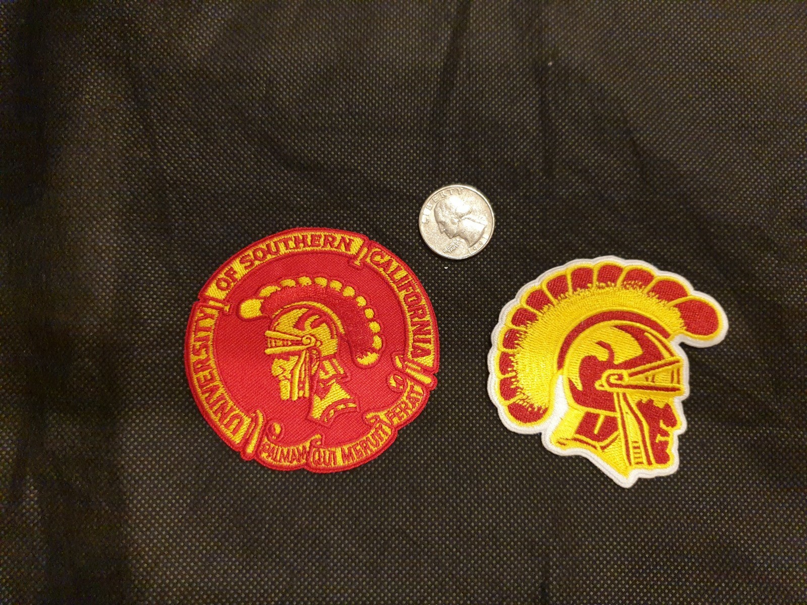 (2)USC Southern Cal Trojans Embroidered Iron On Patches 3” X 3”  3"X2.75"