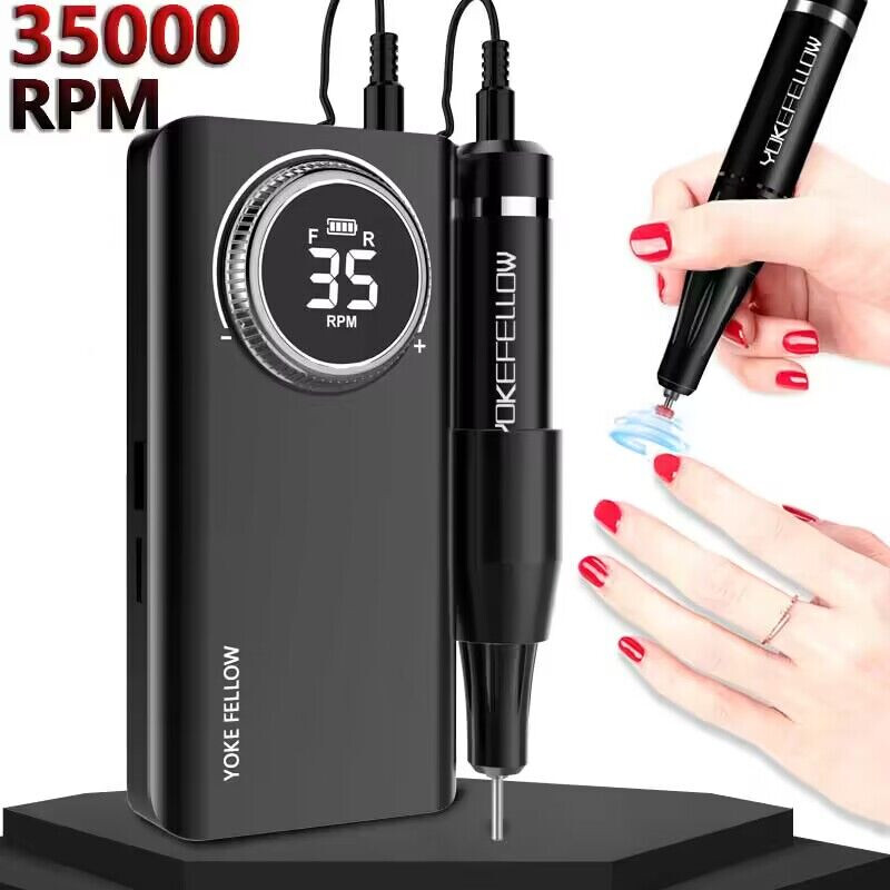 35000RPM Nail Drill Machine With HD LCD Display Rechargeable Nail Manicure Drill