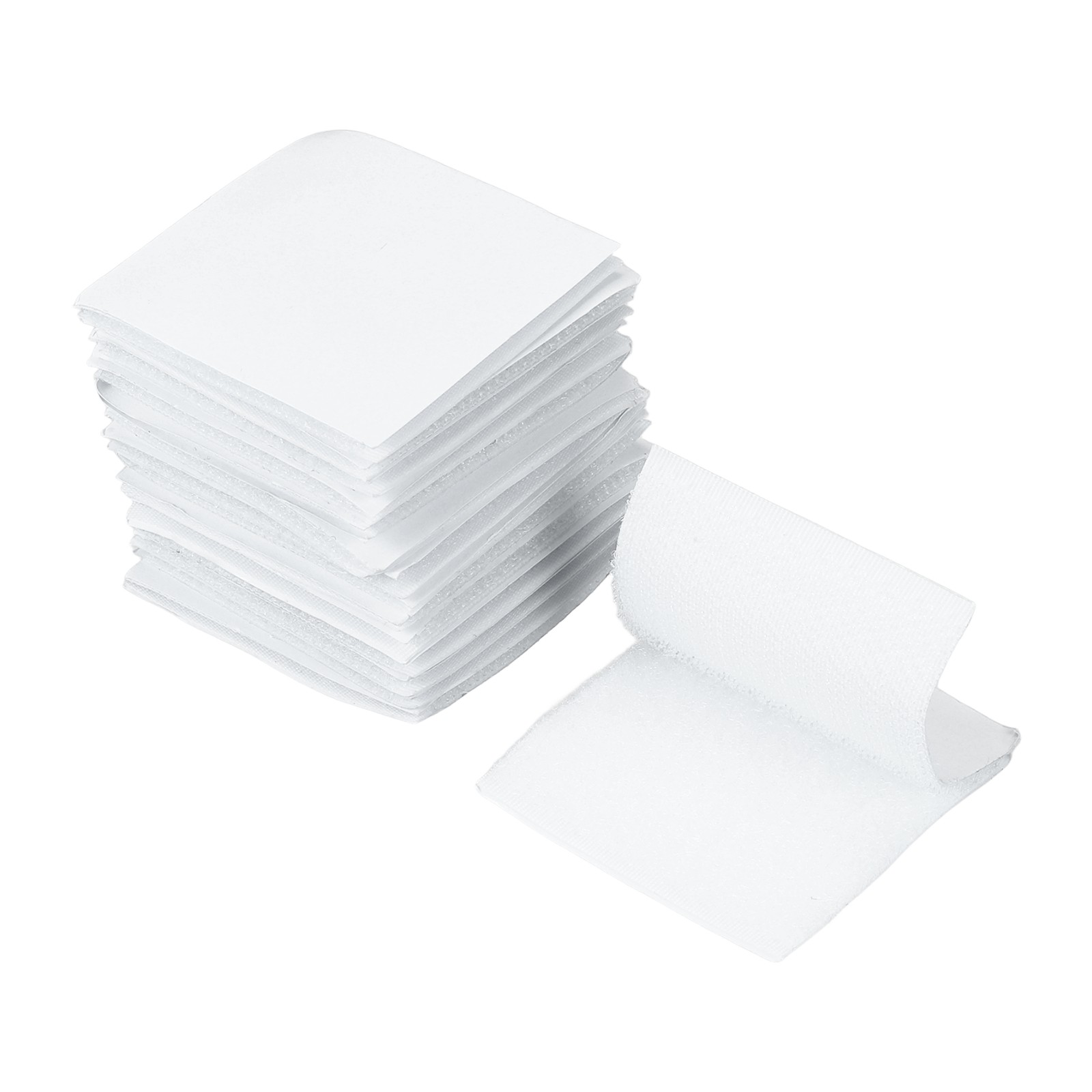 15 Pcs 2 x 2 Inch Hook and Loop Tape with Adhesive for Home Office, White