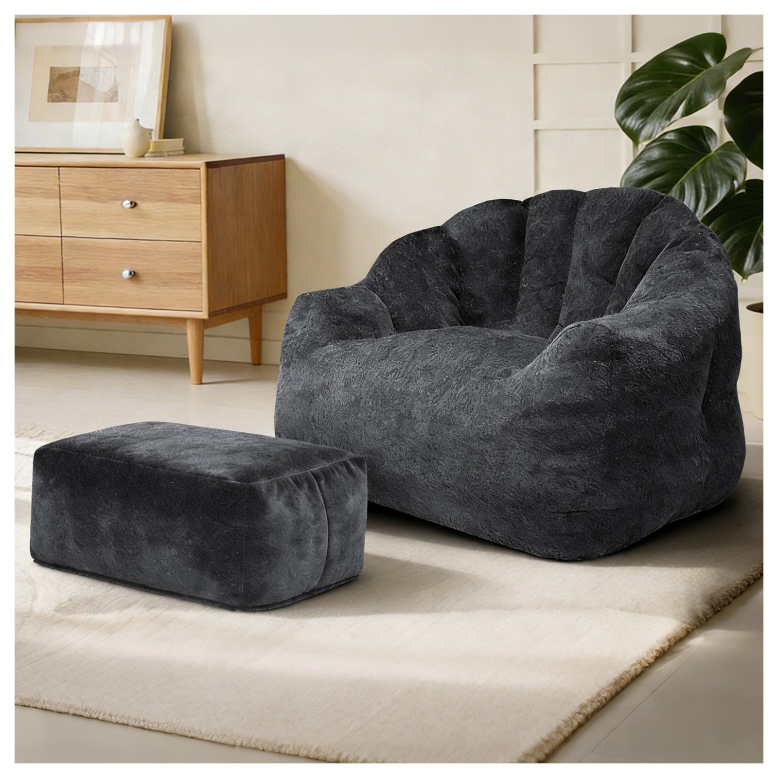 Bean bag chair, armrest bean bag sofa chair filled with high-density foam, comf