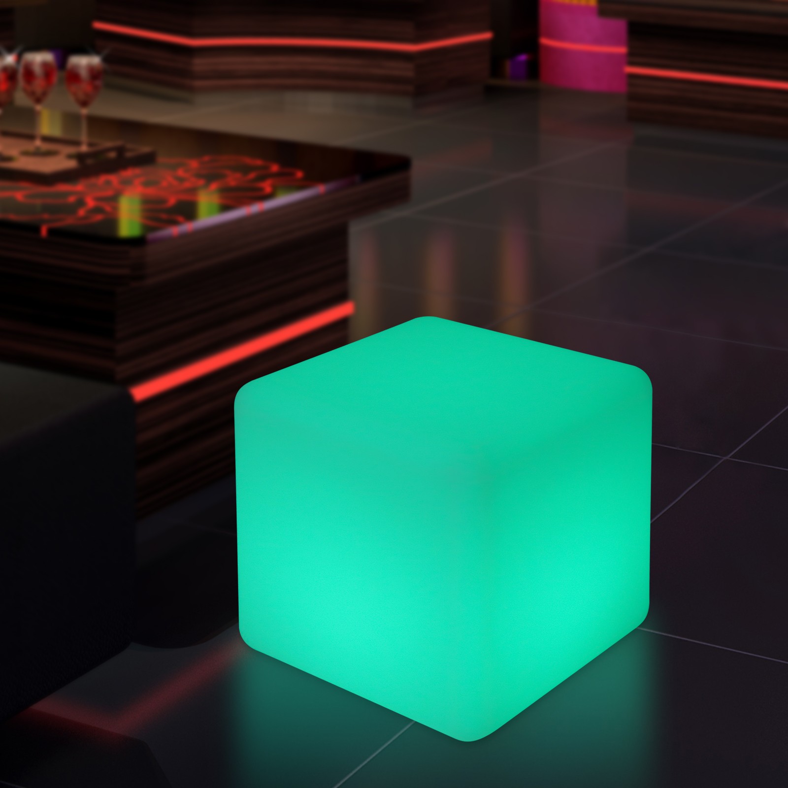 16 RGB Colors Rechargeable 12 inch LED Light Cube Stools Chair W/Remote Control