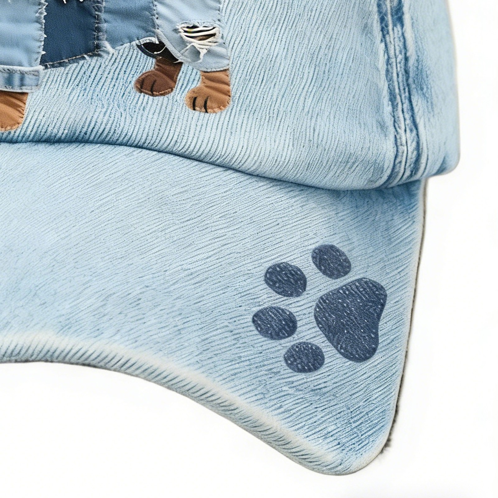 Denim Hat Cute Funny Breathable Adjustable Dog Printed Men Denim Baseball Hat