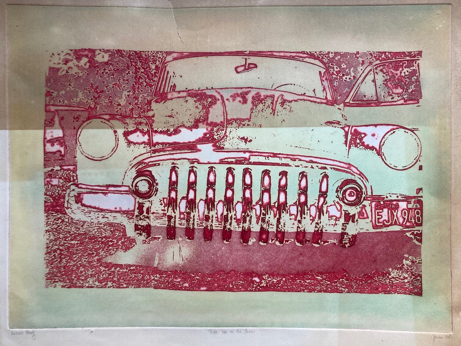 Vintage 1974 Ltd Edition Artist Signed Mixed Media Digital Car Pop Art Print
