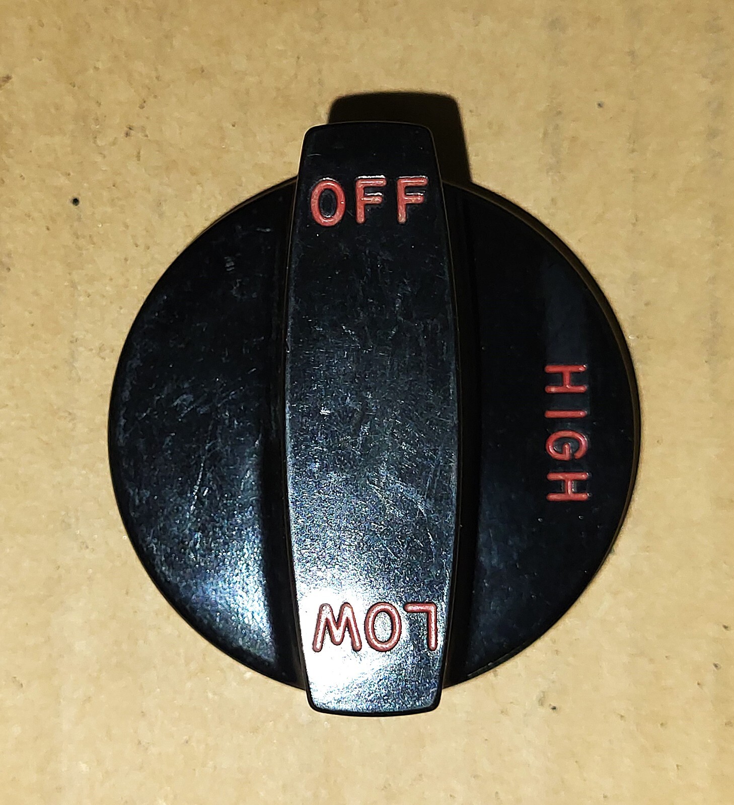 Southbend 1183322 OEM Knob, Black w/Red Letters OFF/HIGH/LOW