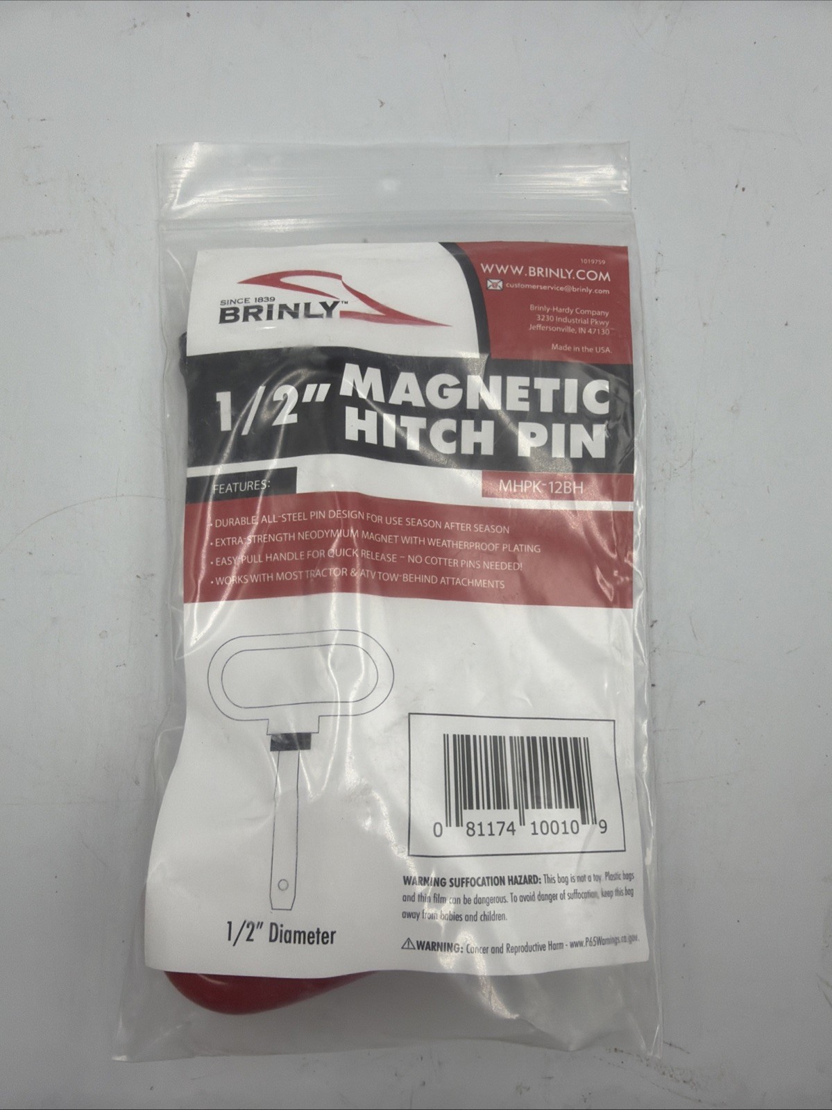 Brinley 1/2in Magnetic Hitch Pin