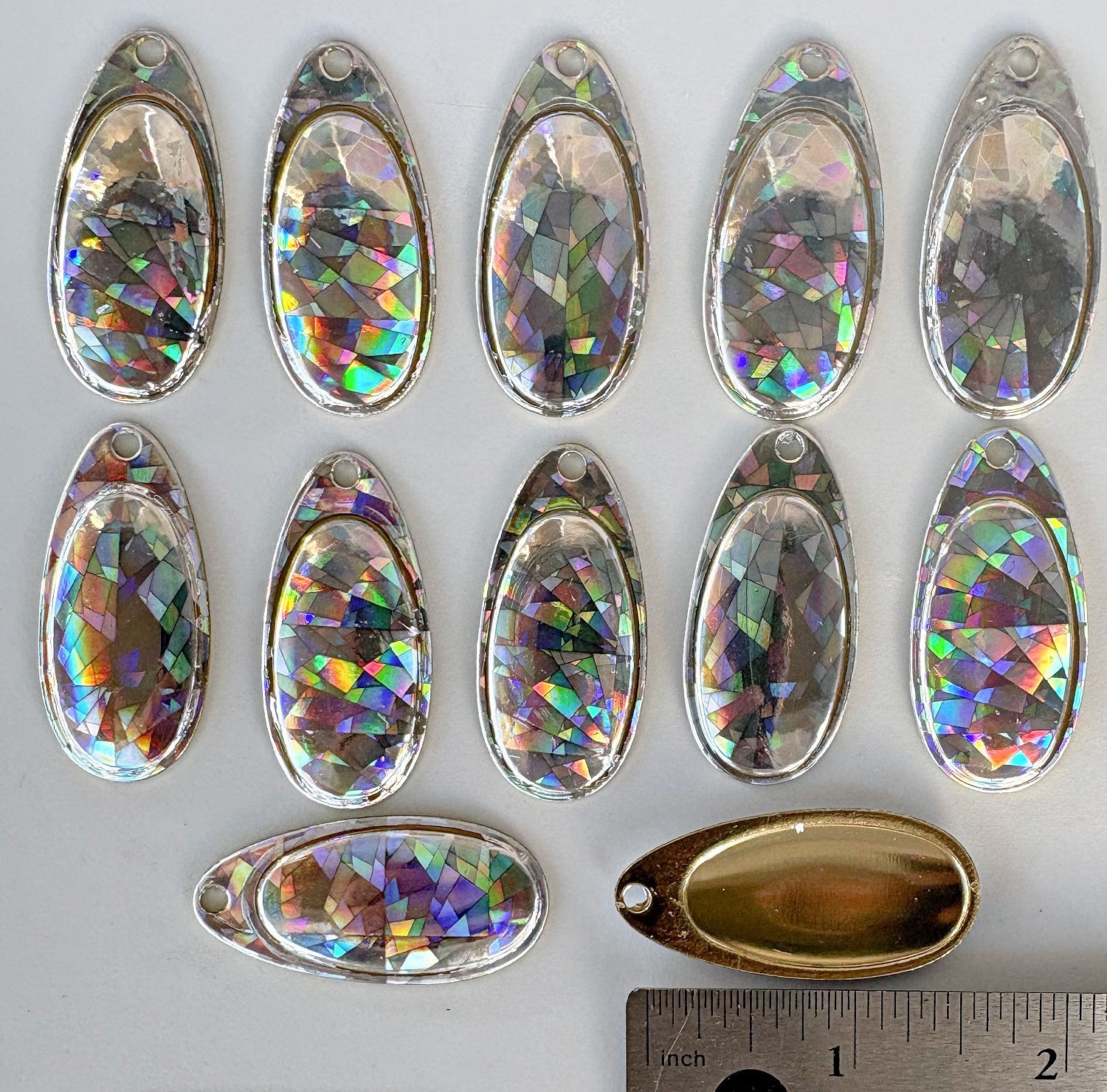 Pkg of 12 ea. Size 5 Premium Brass French Blades .032 gauge w/Holographic Finish