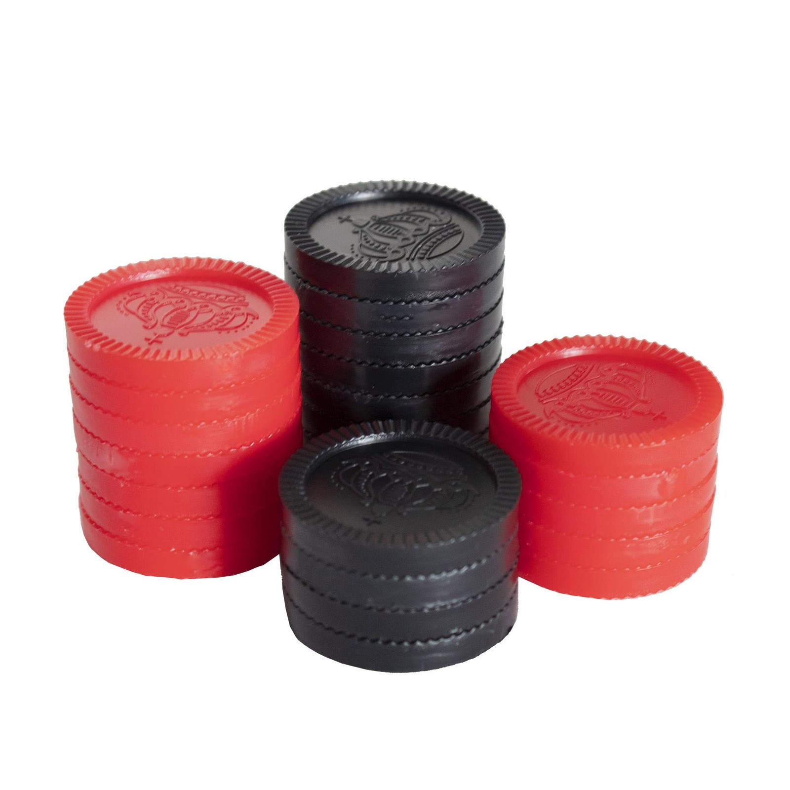 Checkers Replacement Pieces - 24 Pack Checkers Pieces  Plastic (12 Black 12 Red)