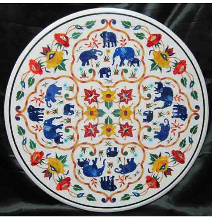 24'' white marble table top coffee center home decor inlay decor malachite ot
