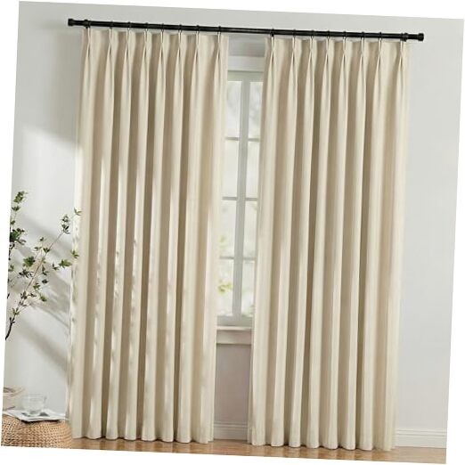 50 Inches Wide Blackout Pinch Pleated Curtains 50"W x 96"L (Pack of 2) Beige