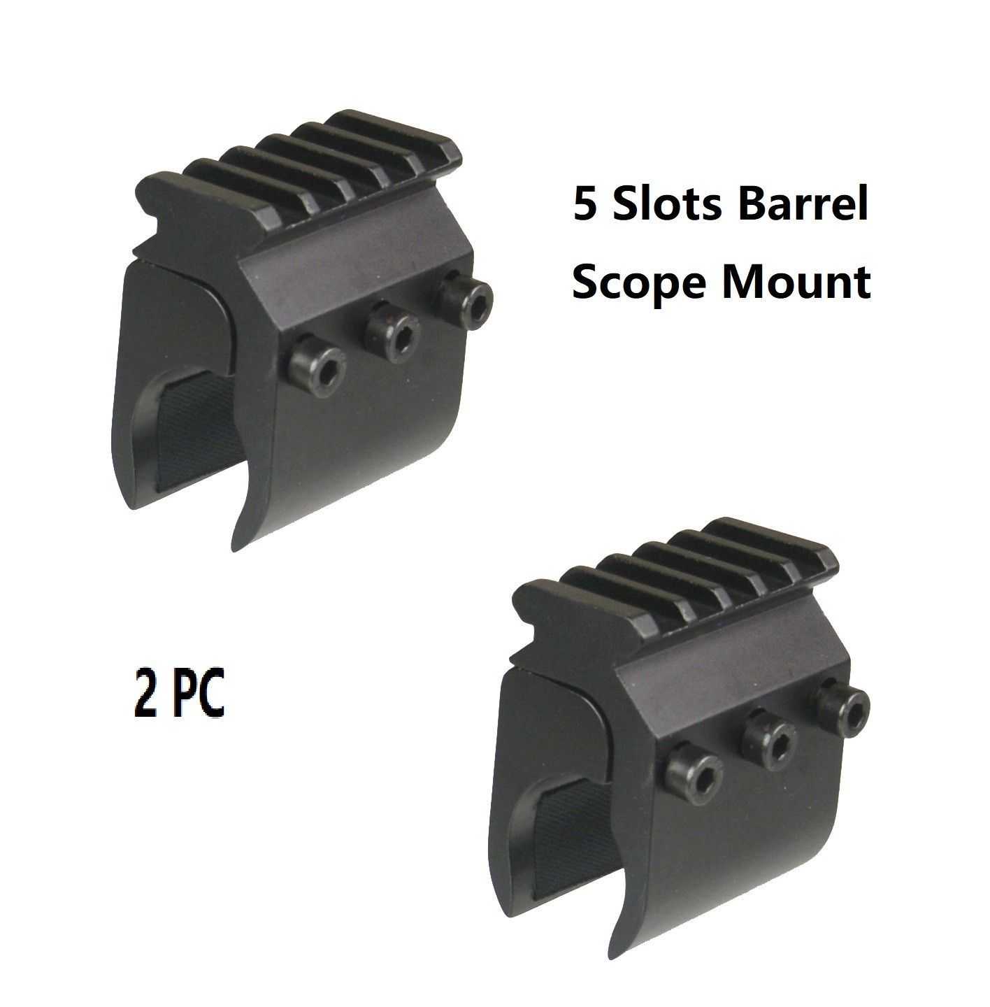 2 PC Tactical Shotgun Single Rail Picatinny Weaver Barrel Scope Mount 5 Slots