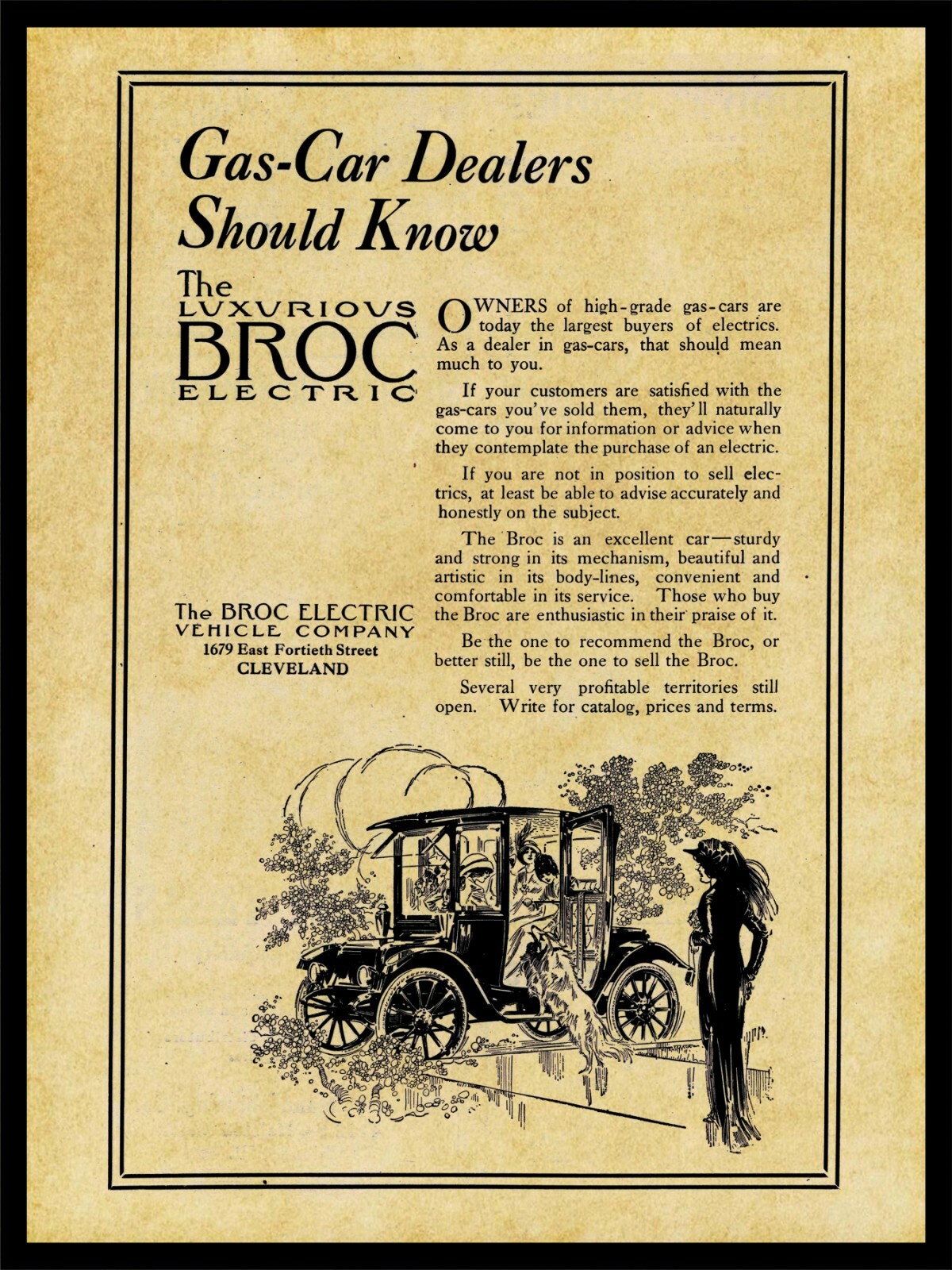 1913 Broc Electric Vehicle Co. NEW Metal Sign: Electric Cars - Cleveland, OhiO