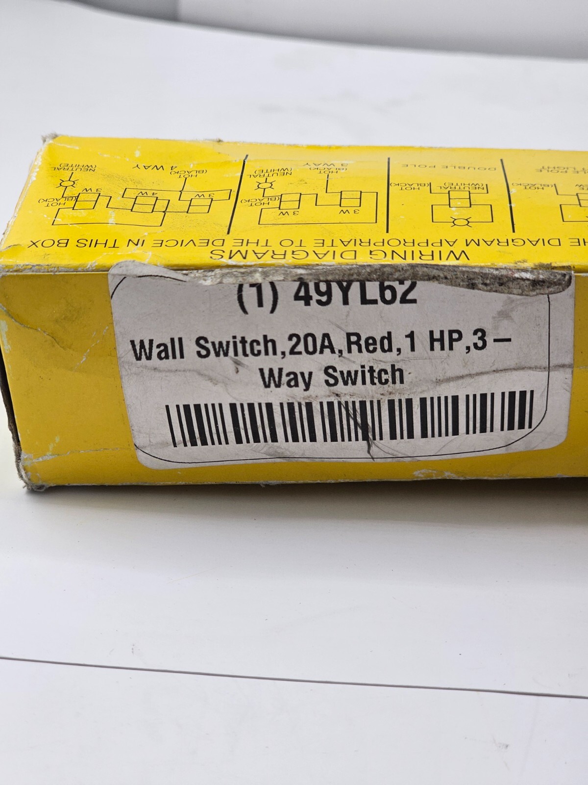 Wall Rocker Switch Red 20A;Back Side 3-Way 49YL62 DS320R