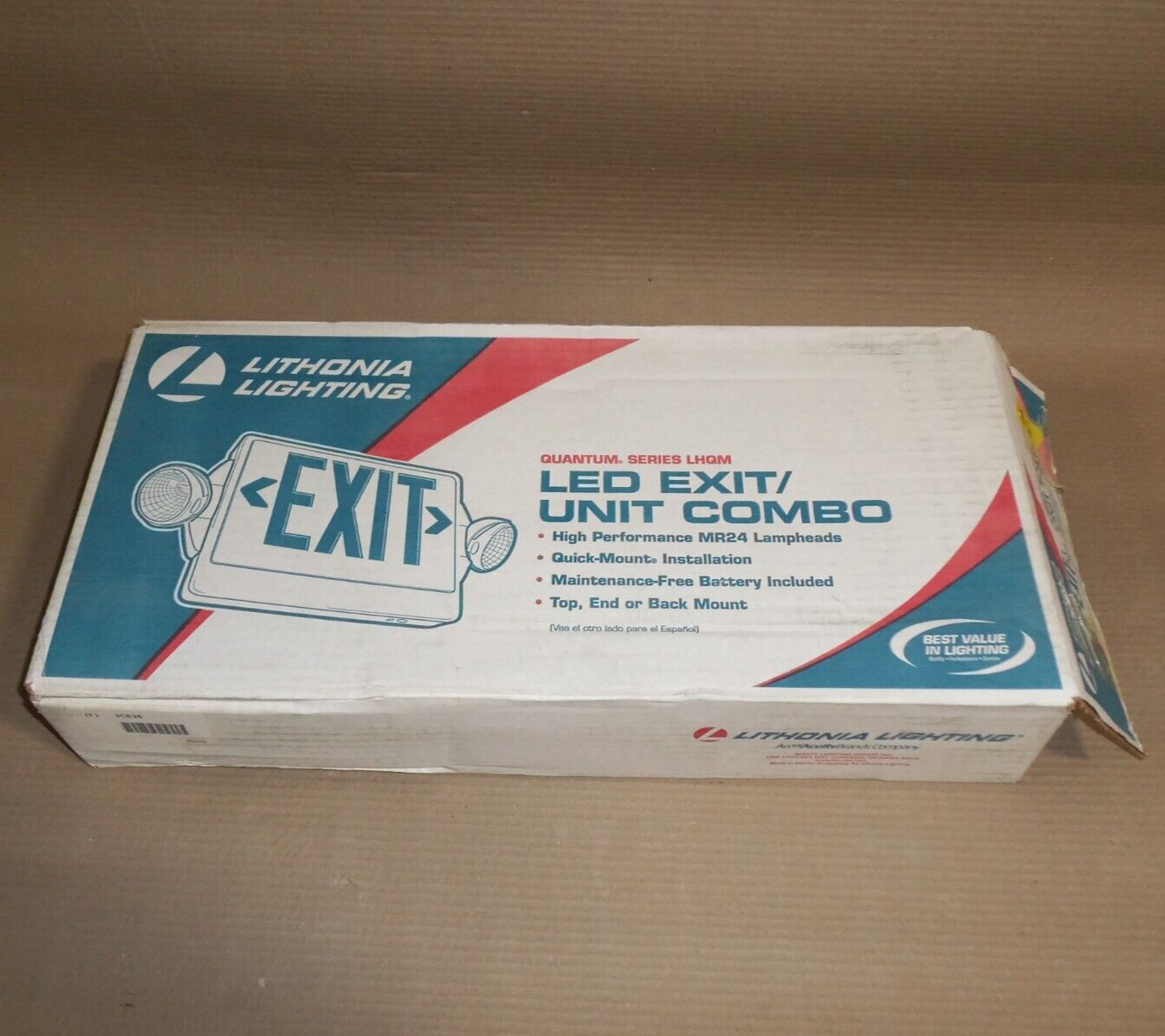 New Lithonia LHQMSW3G white 2-headed LED emergency exit combo new open box AK