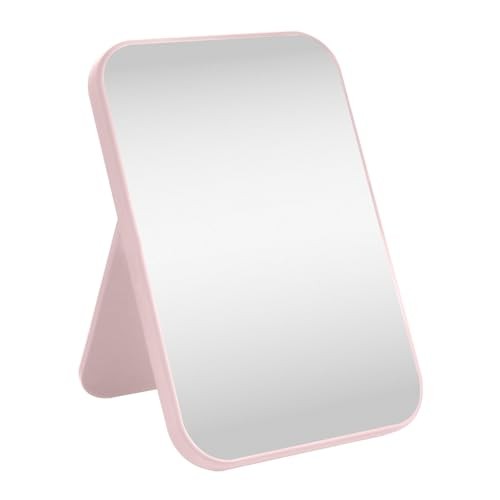 8 Inch Desktop Makeup Mirror, Foldable Portable Princess Mirror with Pink