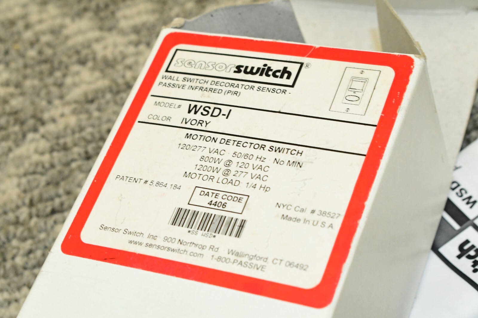 Sensor Switch WSD-I Motion Detector / Occupancy Sensor, Ivory, New