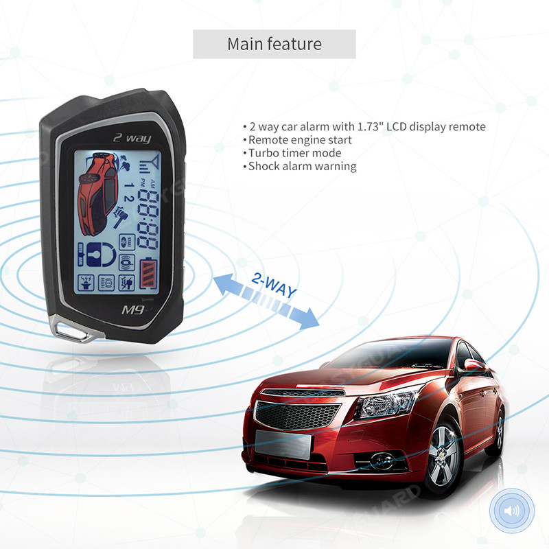 EASYGUARD 2 way car alarm system auto start vibration alarm turbo timer mode