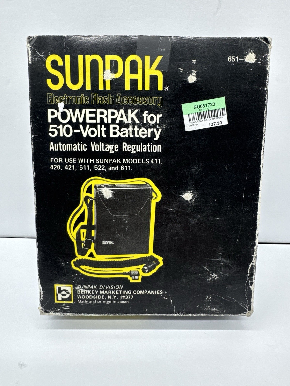 Sunpak Powerpak 510V Battery Pack Flash Accessory w/ Box Untested Vintage