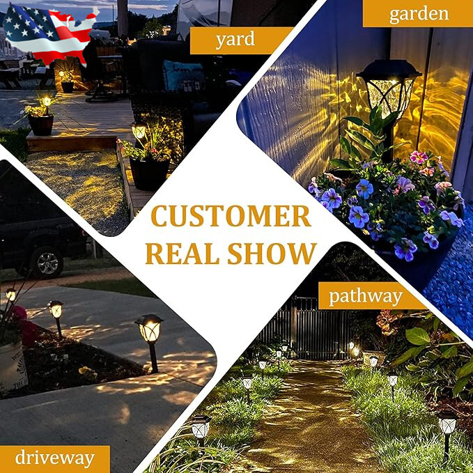 Solar Pathway Lights Outdoor Warm Light Powered Landscape Path Yard 6 Pack