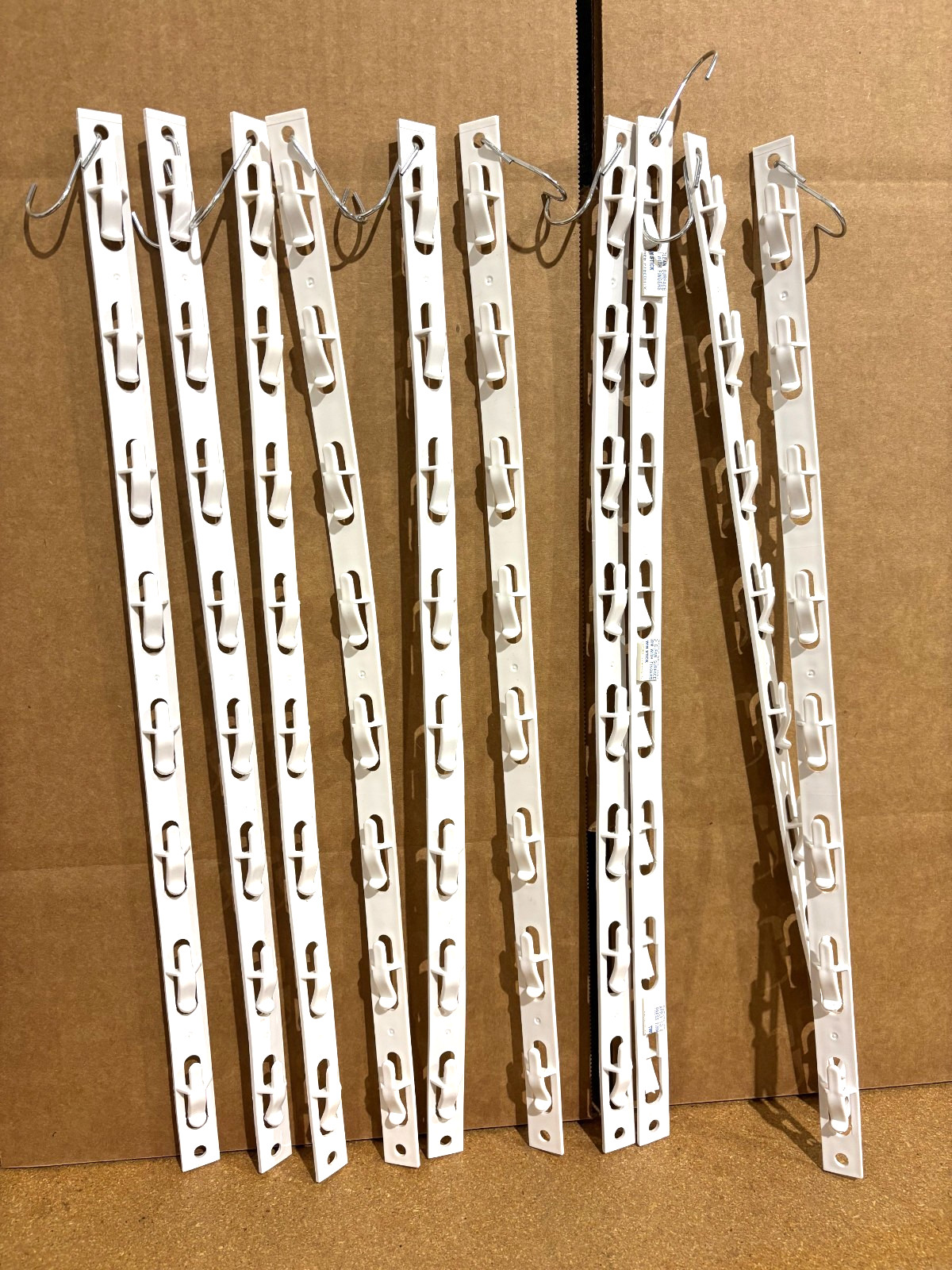 Vendor Display Plastic Strips White 20pk (8 Hooks each)