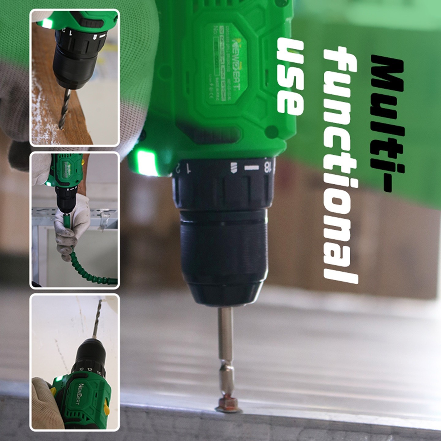 Brushless 12V Cordless Drill Driver 18+1 Setting Variable Speed 2 Batteries Char