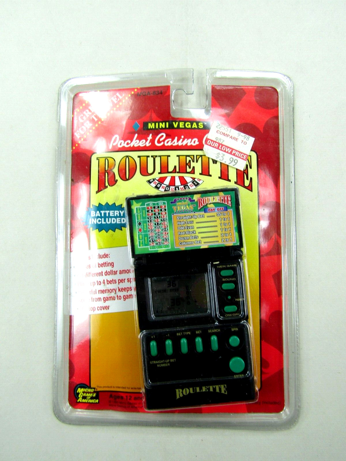 VTG Pocket Casino Roulette Game Mini Vegas Micro Games of America New 1995