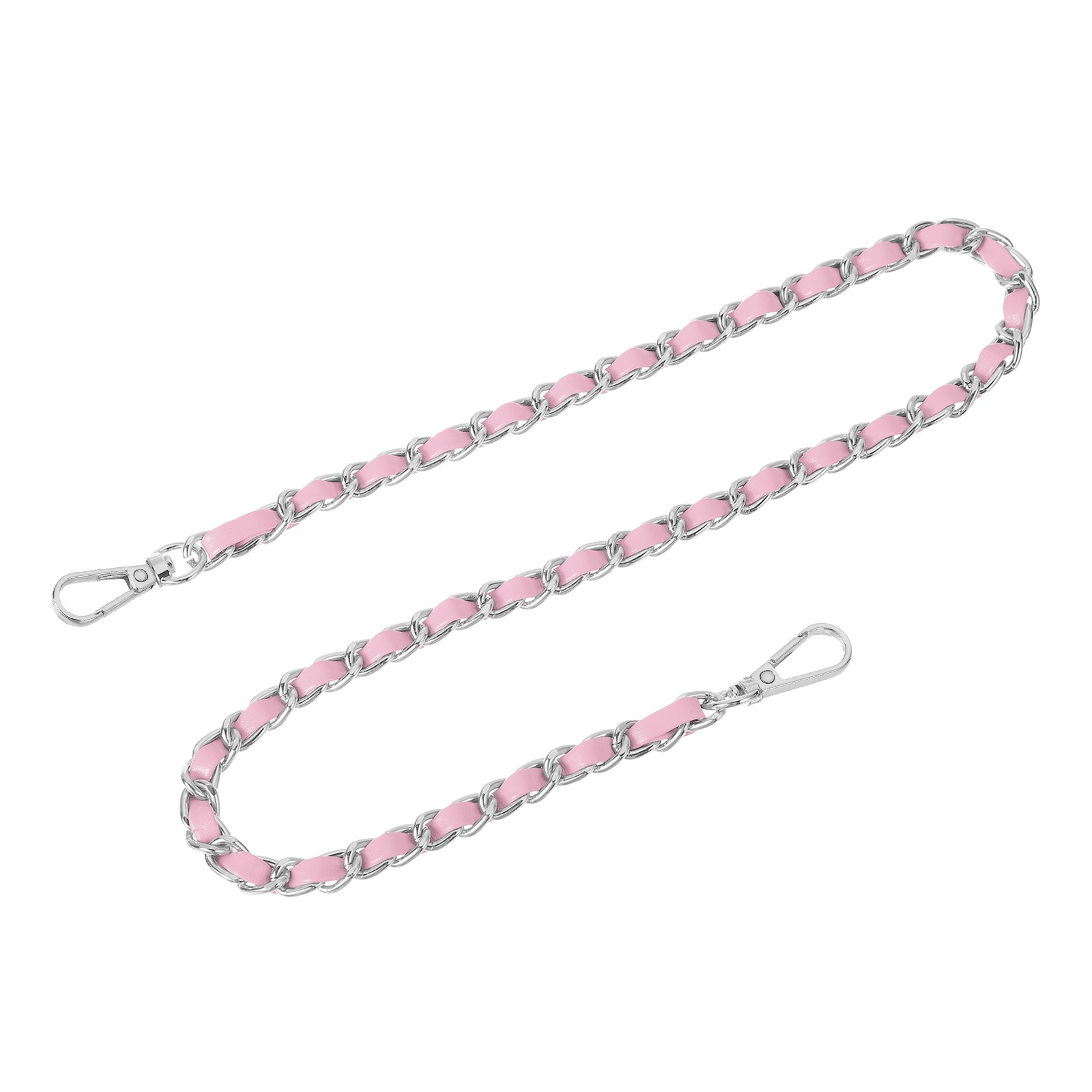 24" Purse Chain Strap with Buckles for Shoulder (Pink + Silver)