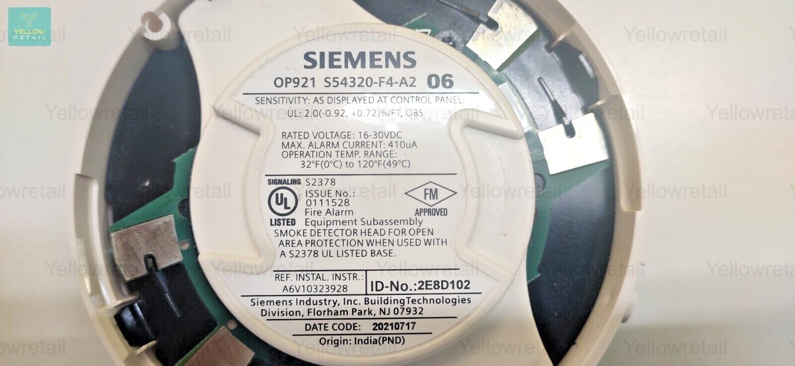 SIEMENS OP921 SMOKE DETECTOR WITH BASE