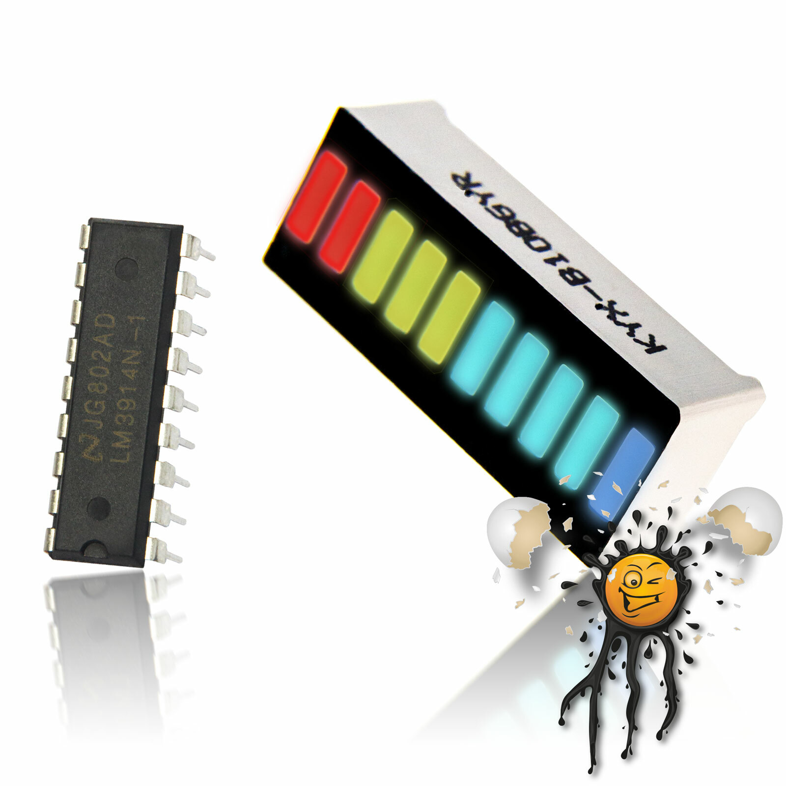 LED 10 Segment Bargraph Display Module Color LM3914N LED Driver IC DIP 18