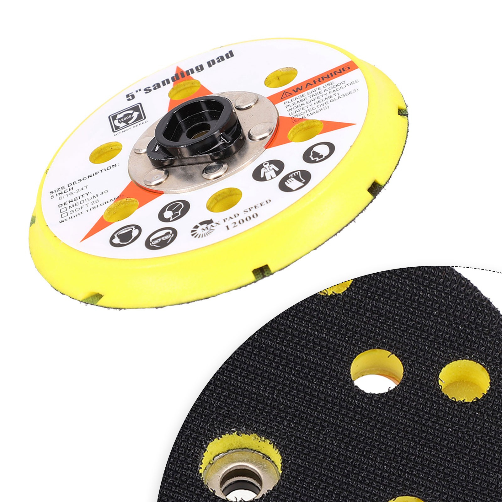 12000rpm Sanding Pad 125mm Dual Function Medium Soft Plastic Practical