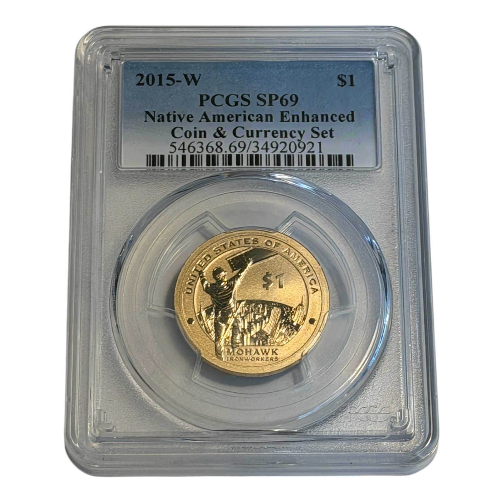 2015-W Sacagawea Native American $1 PCGS SP69 Enhanced Mohawk Ironworkers 14A