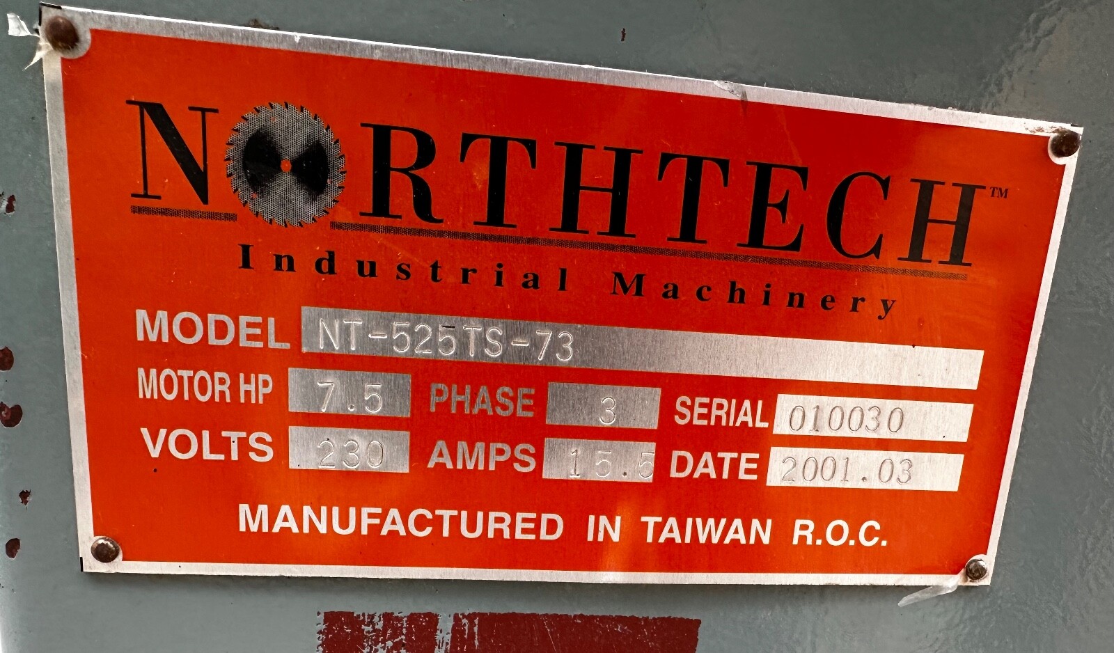 Northtech NT-525TS-73 Tilting Spindle ~ Sliding Table Shaper 3ph 230V (6548)