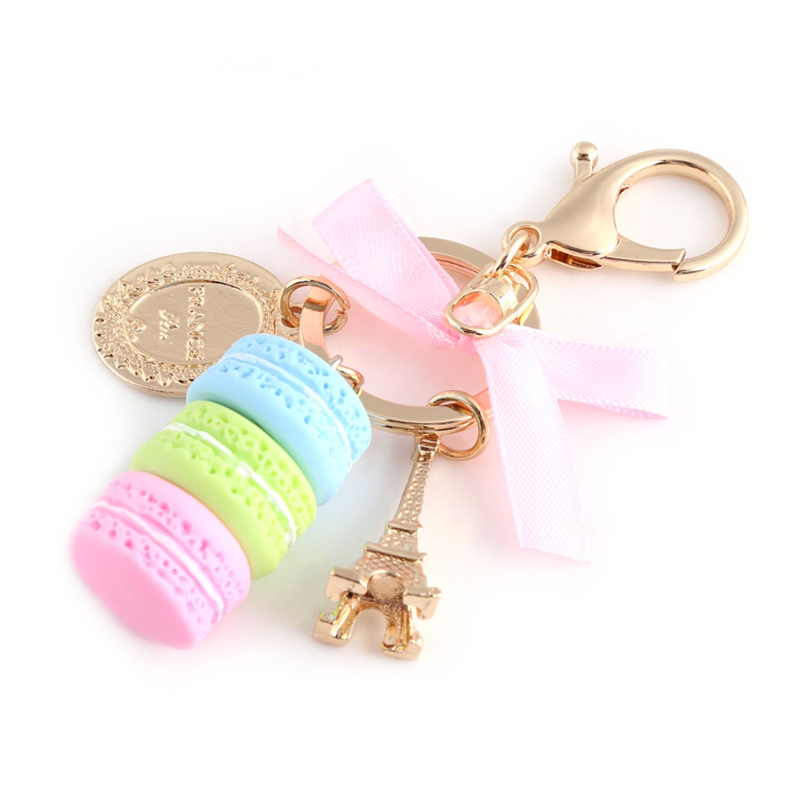 (Blue)Colorful Cute Macaroon Eiffel Tower Keychain Keyring Bag Pendant Car