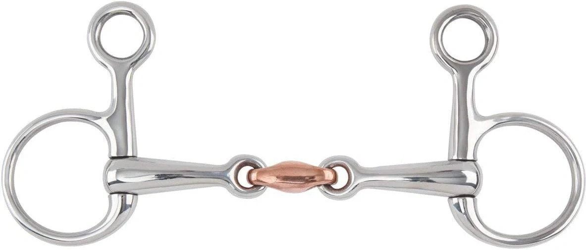 Shires Hanging Cheek Baucher Bit with Copper Lozenge - Stainless Steel Horse
