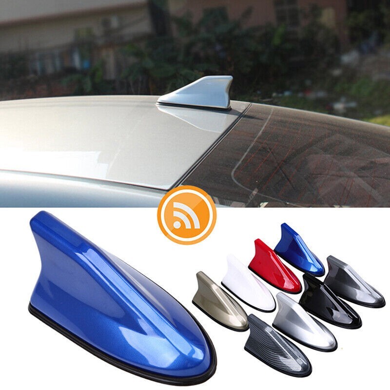 Blue Shark Fin Roof Antenna Aerial FM / AM Radio Signal Car Cover Trim Universal