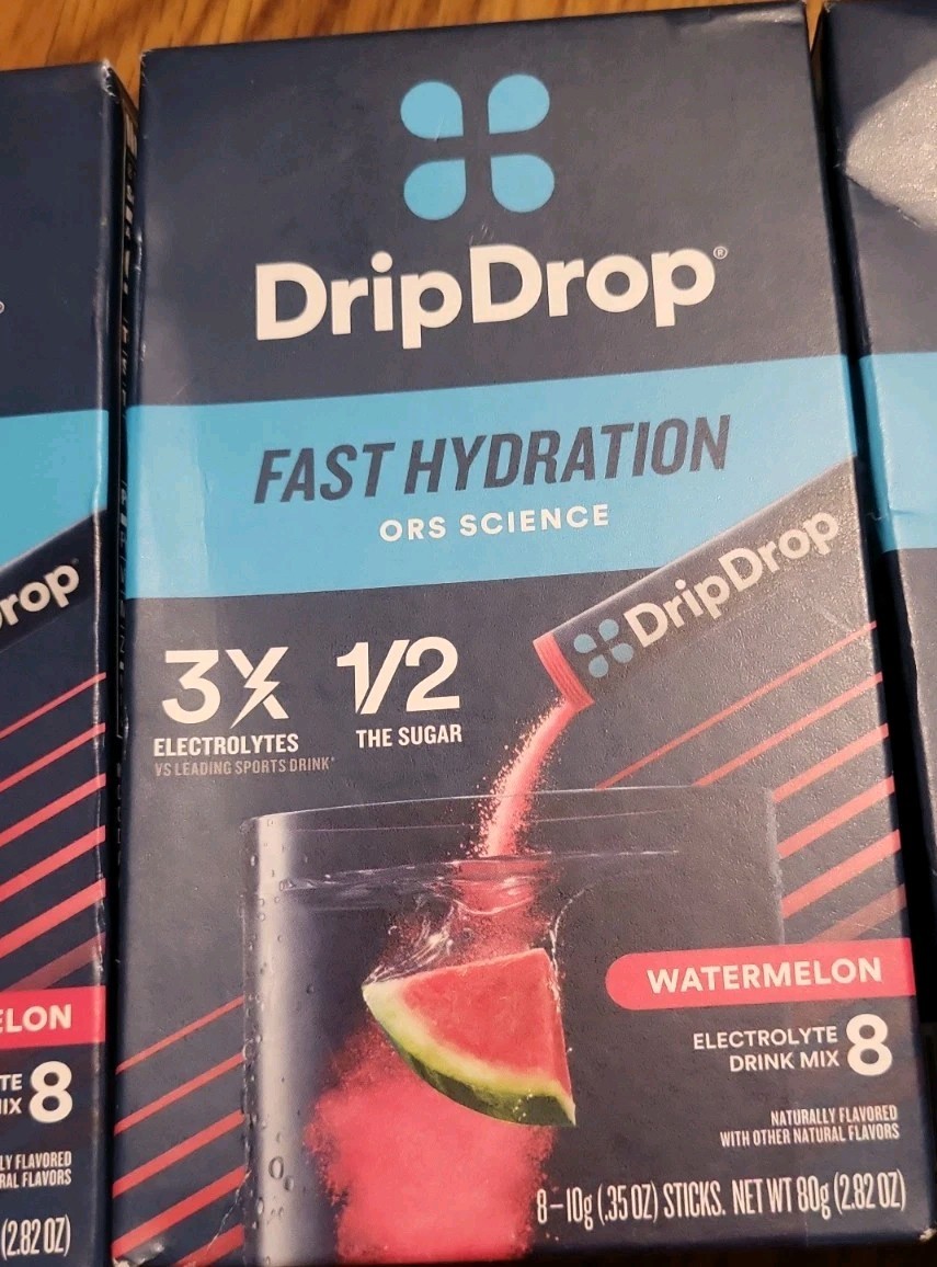(3) Drip Drop Fast Hydration Watermelon (8 Packets Each) ~EXP: 9/29 ●READ