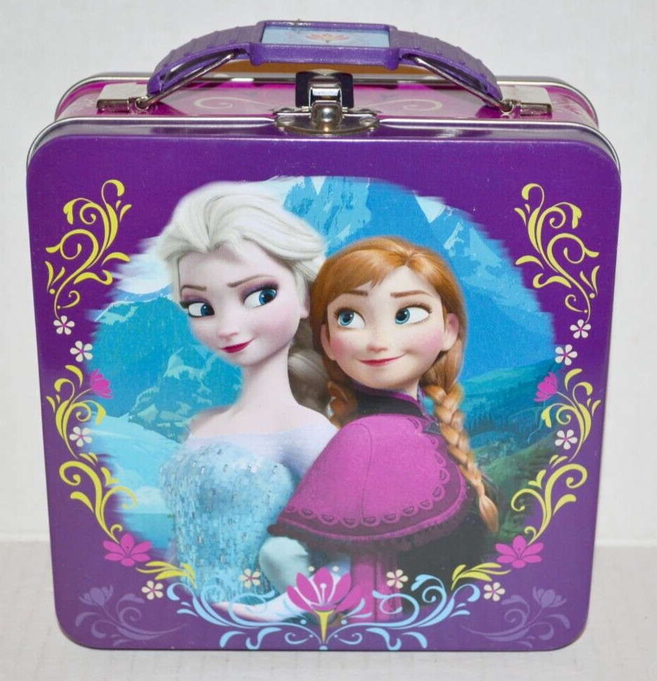 Disney Frozen Metal Tin Mini Lunch Box Bag Elsa Anna Toy 6-Inch x 6-Inch - RARE