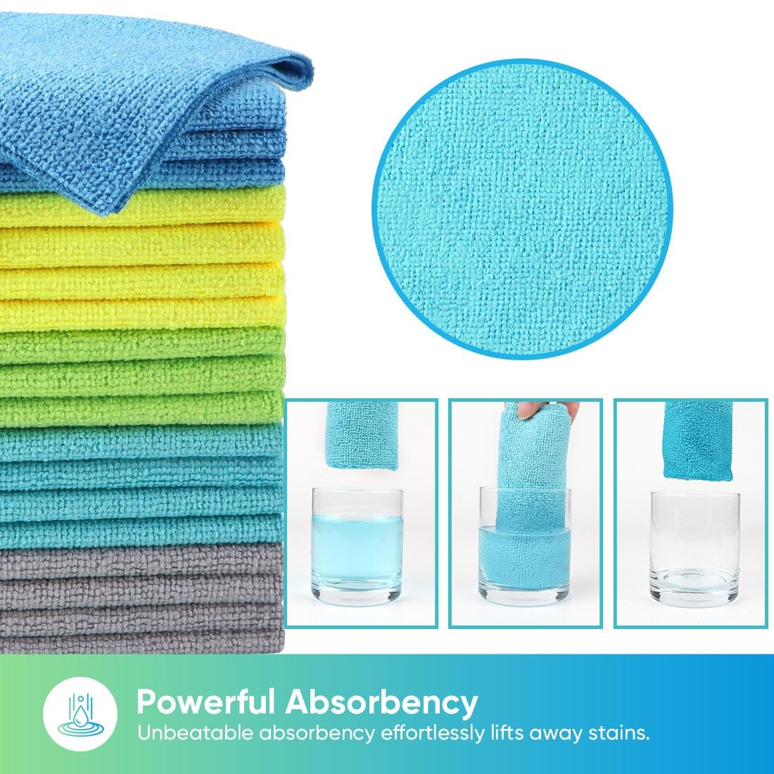 HOMEXCEL Microfiber Cleaning Cloths, 20 Pack 11.5 x Inch, Multicolor