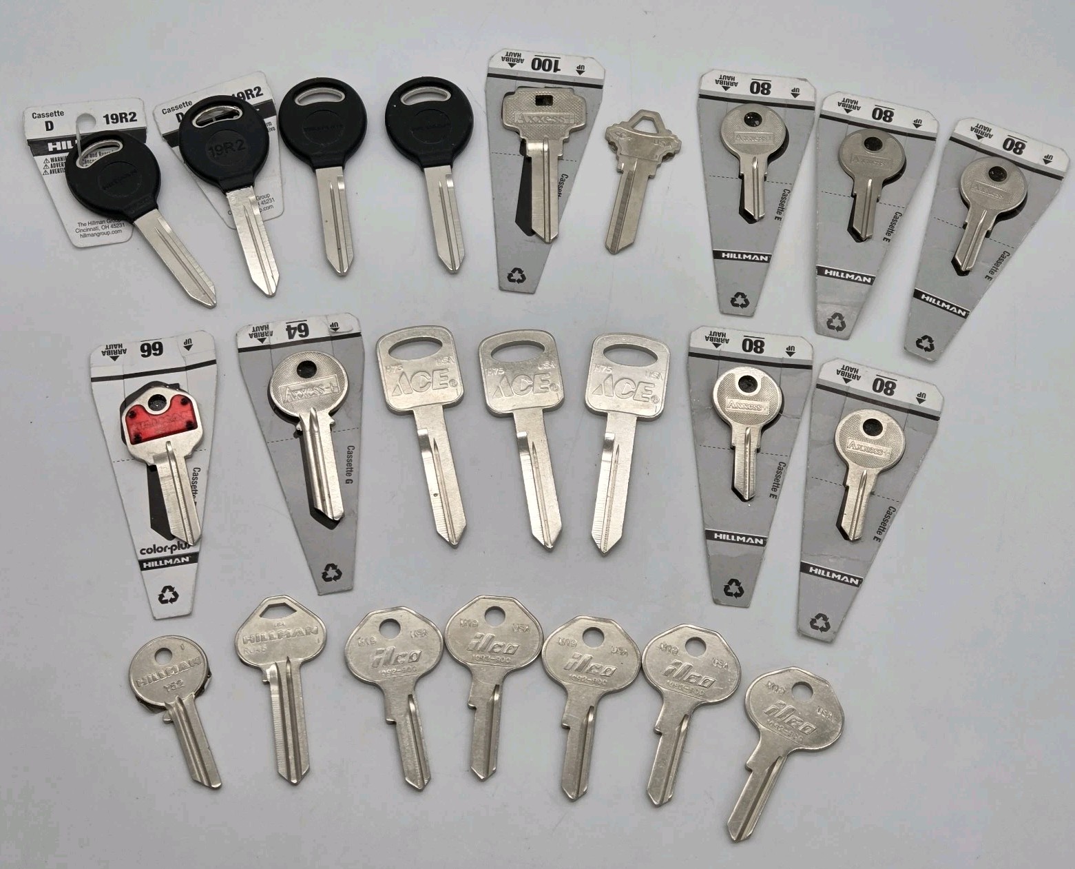 Key Blanks Uncut Hillman ilco Axxess Ace Lot Of 23