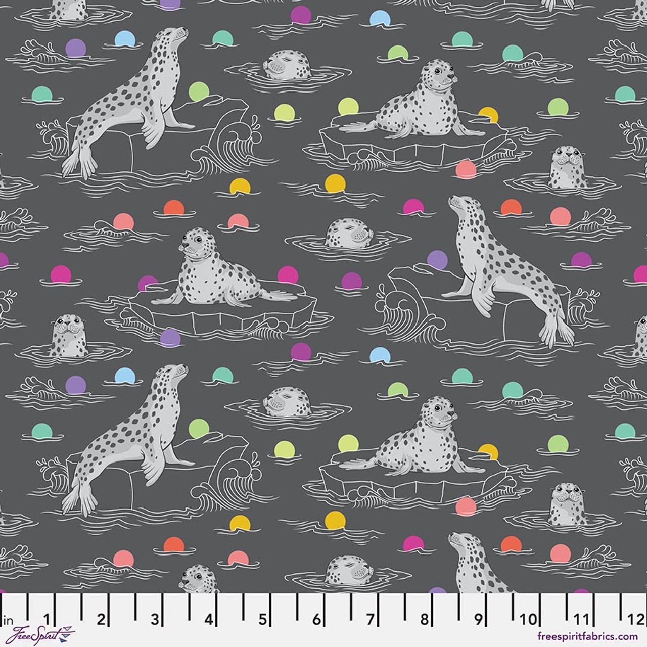 Fat Quarter Free Spirit Tula Pink "Graywork" Seal The Deal Carbon