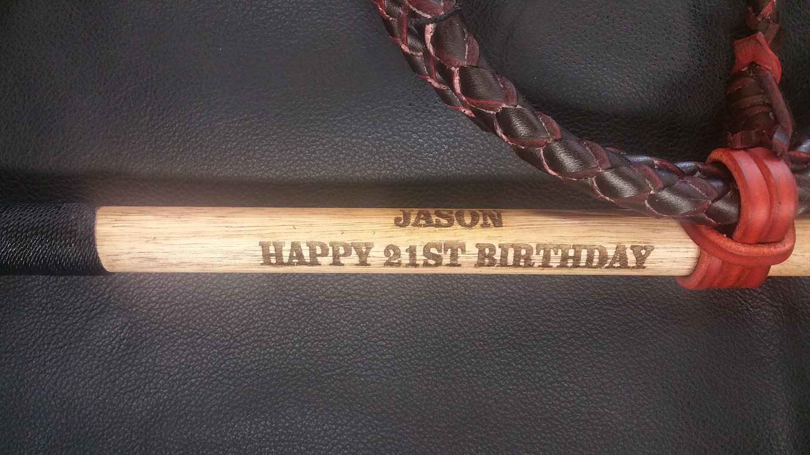 5ft Red Hide Stock Whip leather stockwhip personalised name engraved