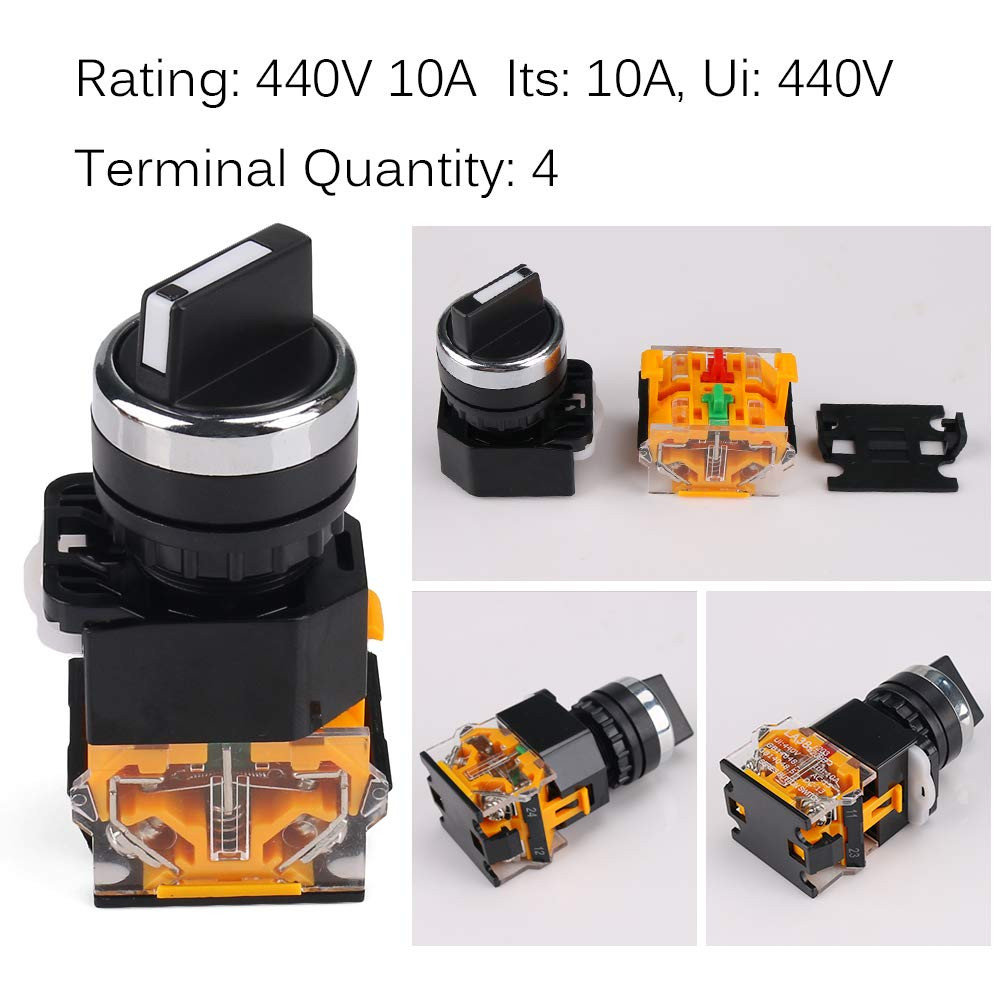 Rotary Switch 2 Positions Select Knob Waterproof Latching Rotary Selector Switch