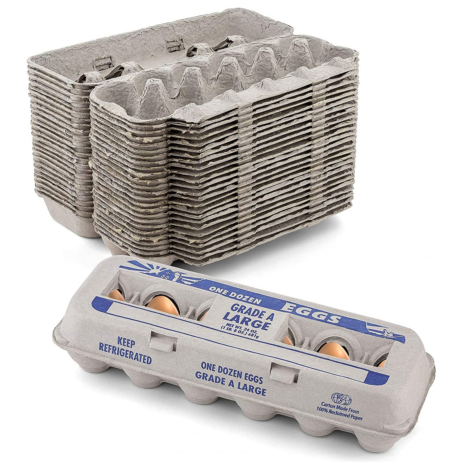 Printed Empty Egg Cartons Holds 12 Eggs - Cardboard Crate for Eggs (Pack of 15)