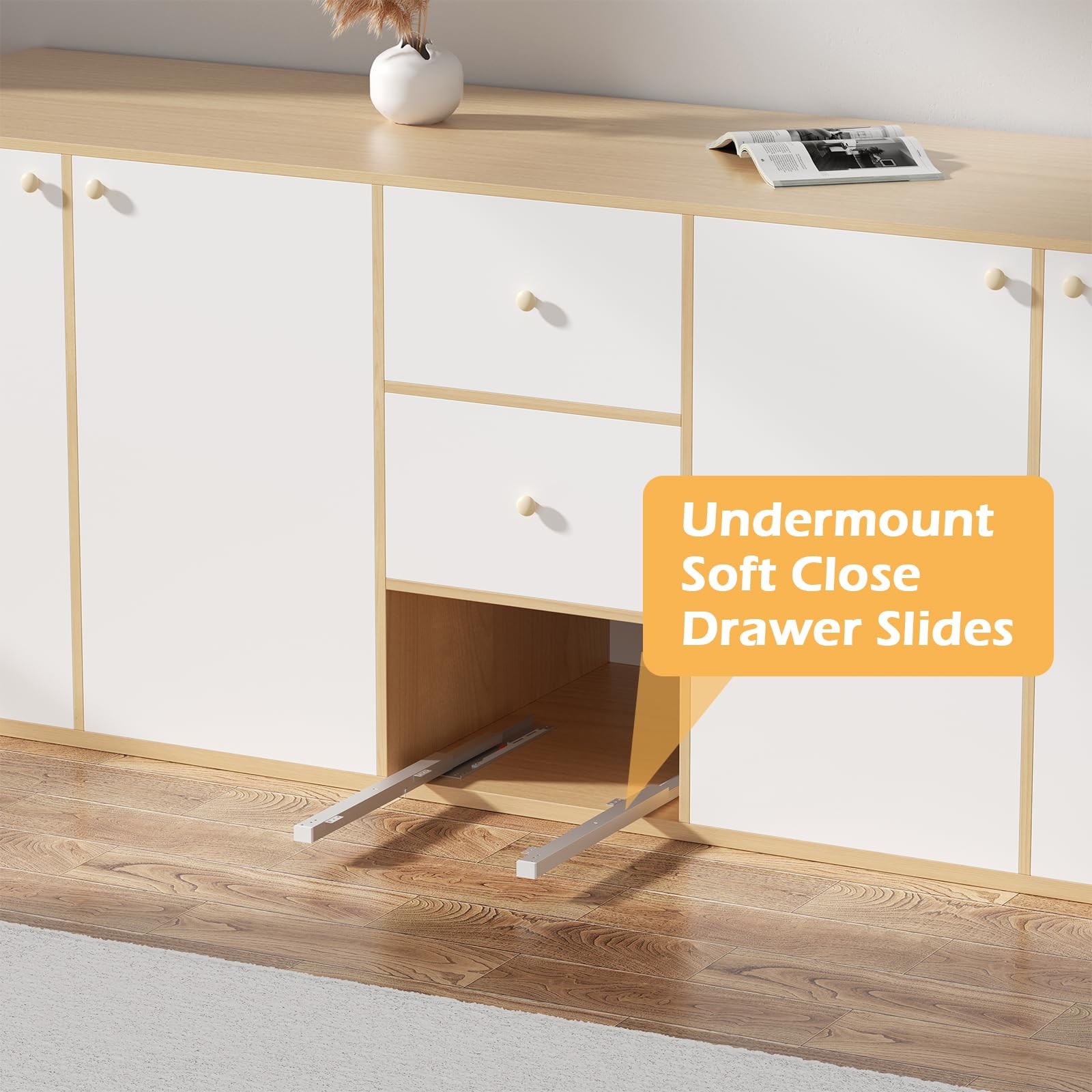 Pair Undermount Drawer Slides Bottom Mount Pull Out Shelf Slider Under Mount ...