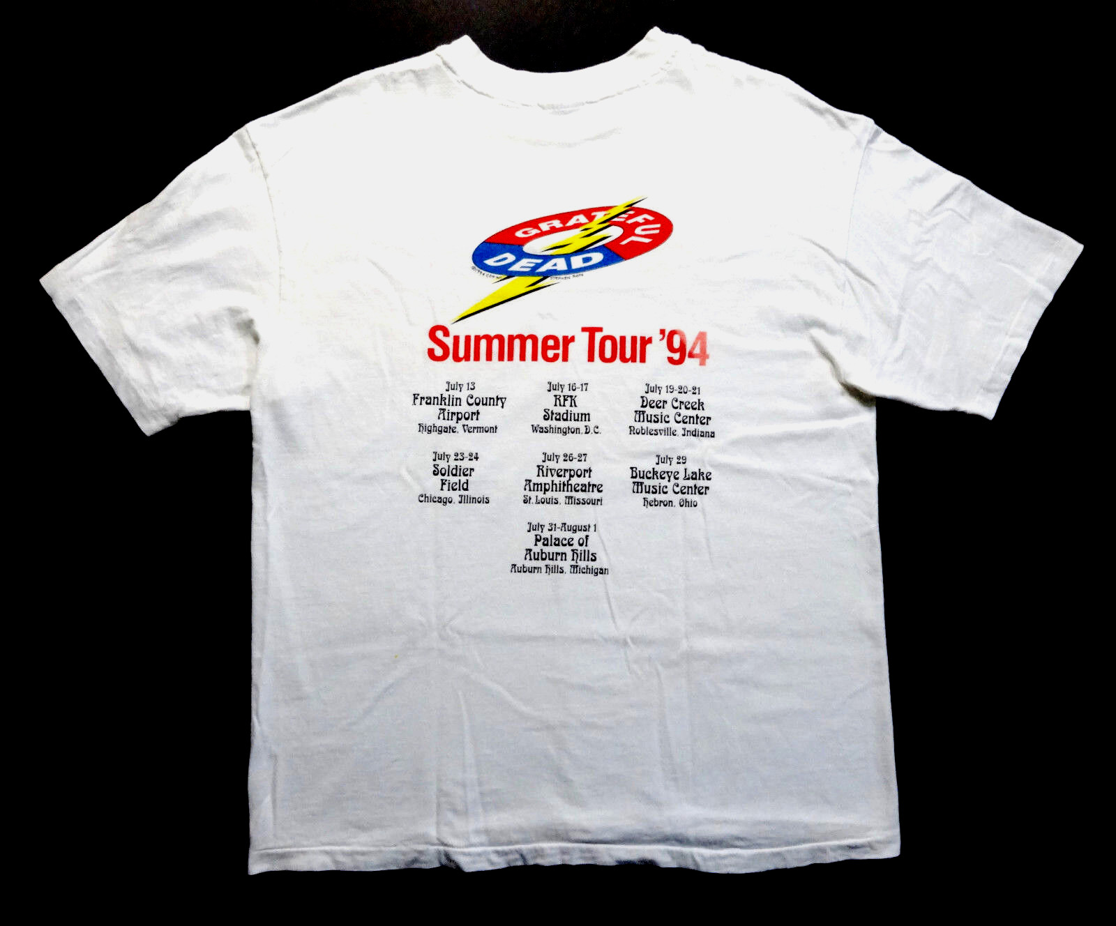 Grateful Dead Shirt T Shirt Vintage 1994 Summer Tour Lightning Bolt Roth GDM L