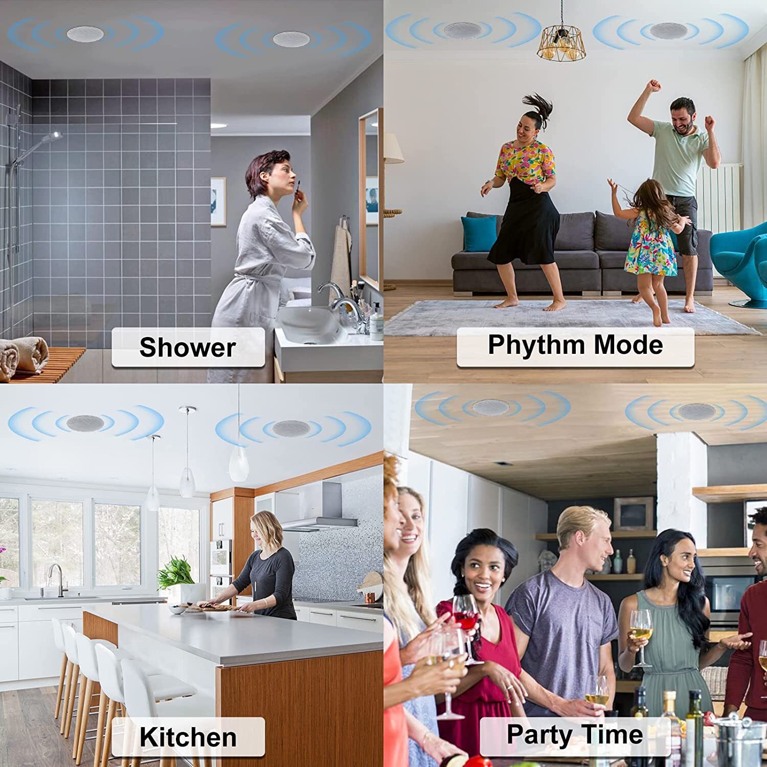 Herdio 4 Pack Bluetooth Ceiling Speakers with in Wall Amplifier Theater System